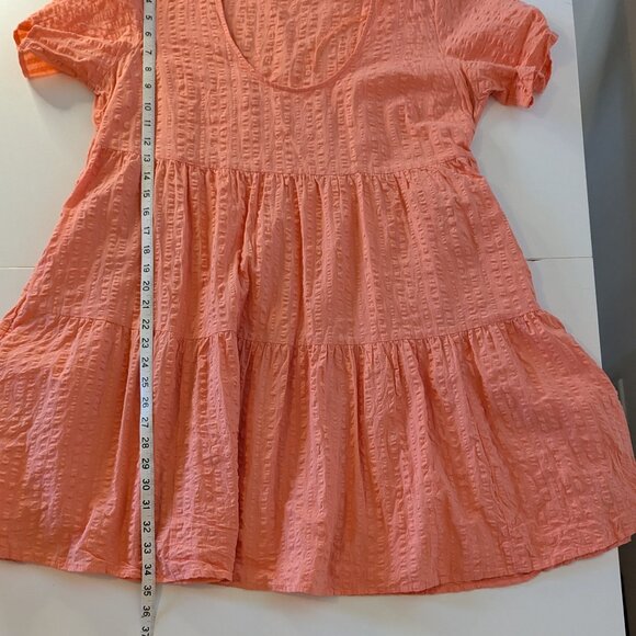 a new day L Cotton Dress WITH POCKETS! | Coral Tiered Babydoll - Picture 4 of 8